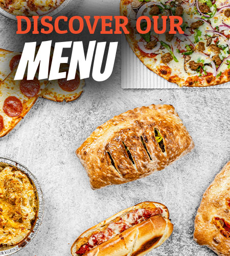 Assorted baked Italian foods, like Cousin Vinny's Gourmet Pizza, sub, and calzone. Discover our menu!.